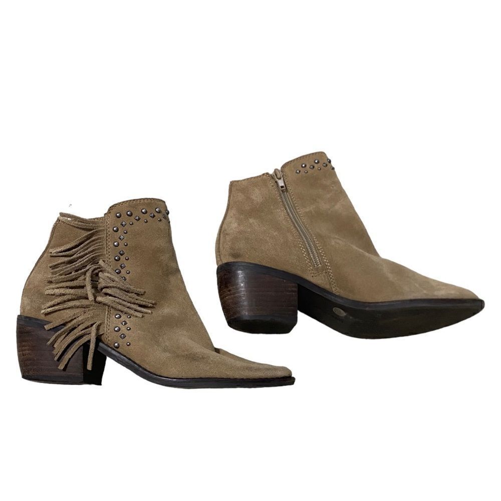 Lucky Brand Kaarina fringe studded ankle boots